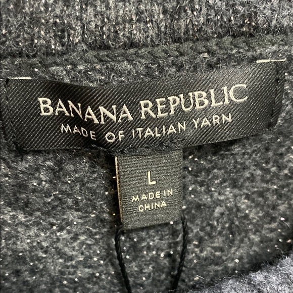 Banana Republic NEW Charcoal Sweater SZ L Metallic cable alpaca blend holiday - Picture 2 of 7